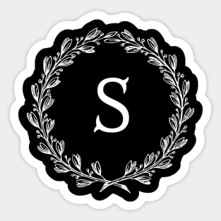 Beautiful Letter S Alphabet Initial Monogram Wreath Sticker